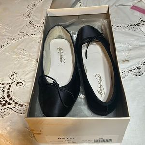 Black satin ballet flats